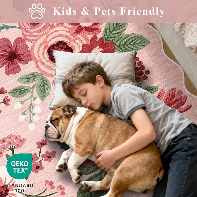 DUKINO 3x10 Runner Rug, Non Slip Floral Washable Rug - Image 5