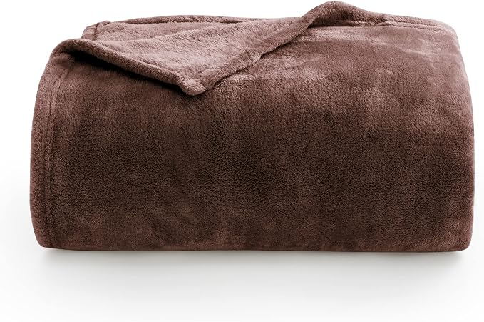 BEDELITE Fleece Blanket Soft Plush King Size Bed Blanket Brown 108"x90" | Ultra - Image 7