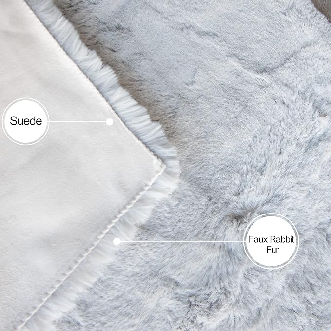 ORINOVA Faux Fuzzy Machine Washable Bunny Fur Area Rugs - Image 6