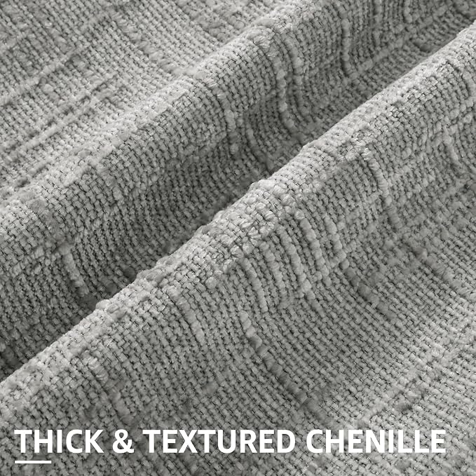 decorUhome Neutral Grey Chenille Throw Pillow Covers 16x16 Set of 2 Textured - Image 2