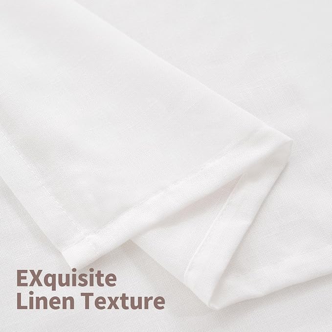 YoungsTex White Linen Semi Sheer Curtains 63 Inch Length 2 Panels, Grommet - Image 8