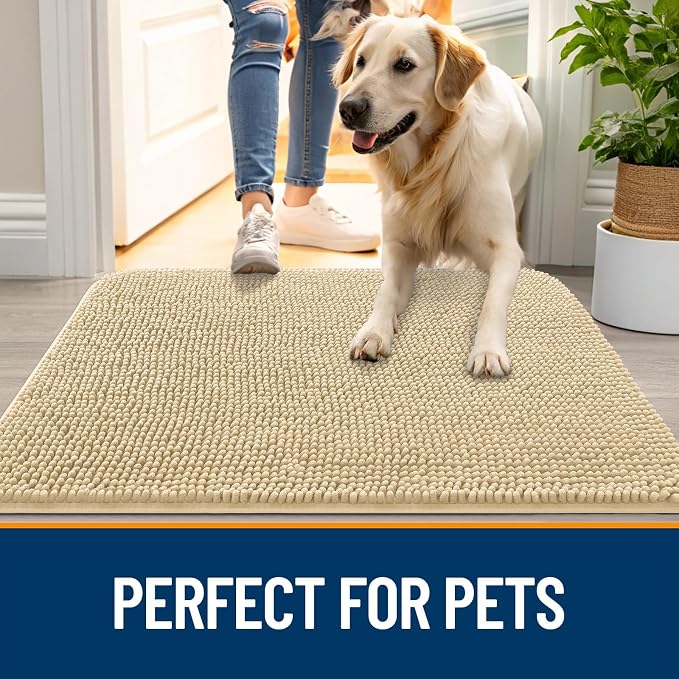 OLANLY Dog Door Mat for Muddy Paws 54x32, Super Absorbent Chenille Mud Mat | - Image 6