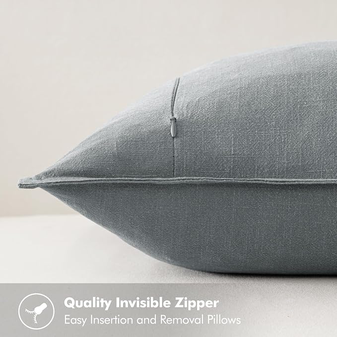 MIULEE Decorative Linen Pillow Covers 20x20 Inch Gray | Boho Farmhouse​ - Image 3