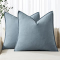 MIULEE Decorative Linen Euro Sham Pillow Covers 24x24 Blue Grey | Boho by MIULEE