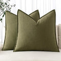 MIULEE Decorative Linen Pillow Covers 18x18 Inch Green | Boho Farmhouse​ by MIULEE