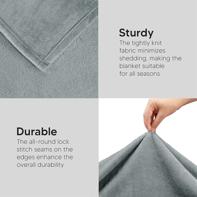 Utopia Bedding Soft Fleece Bed Blanket Full Size Ash Grey | Microfiber Plush - Image 7