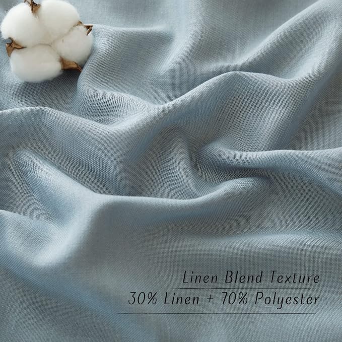 NICETOWN Thick Flax Linen Stone Blue Curtains - Image 4