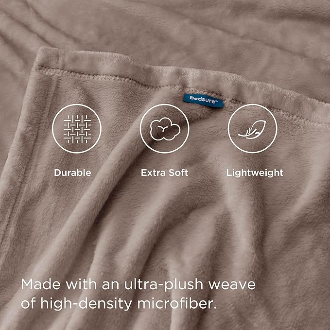 Bedsure GentleSoft Fleece Blankets Twin Size Mocha Brown - Image 4