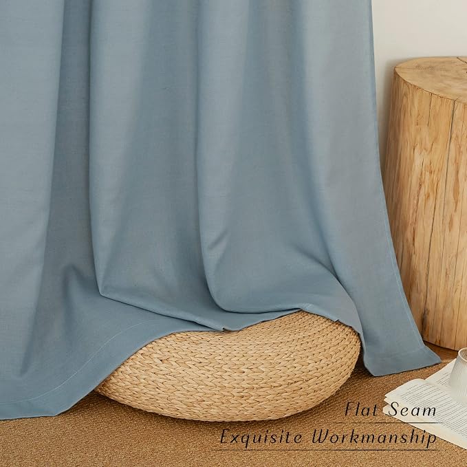 NICETOWN Linen Curtains for Windows 90 inch Long, Grommet Semi Sheer Vertical - Image 6