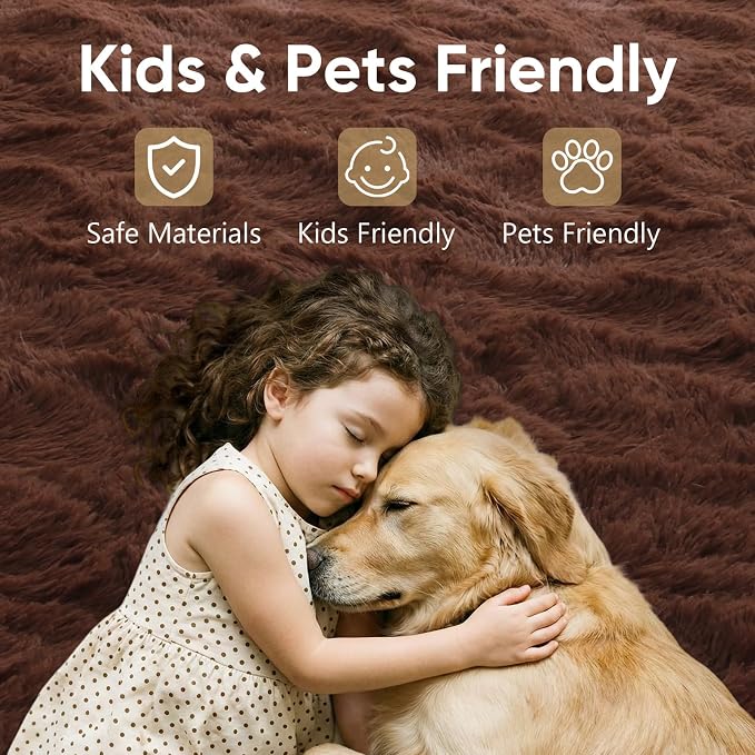 3x5 Brown Fluffy Soft Area Rug Non-Slip - Image 7