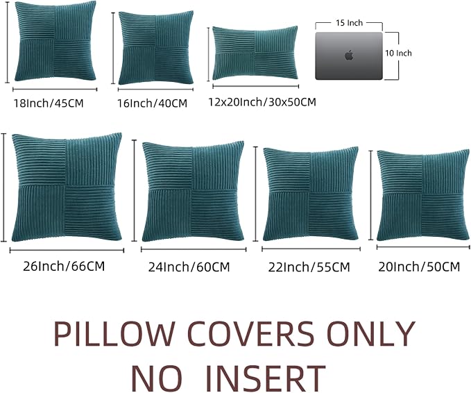Fancy Homi 2 Packs Teal Decorative Throw Pillow Covers 20x20 Inch - Image 8