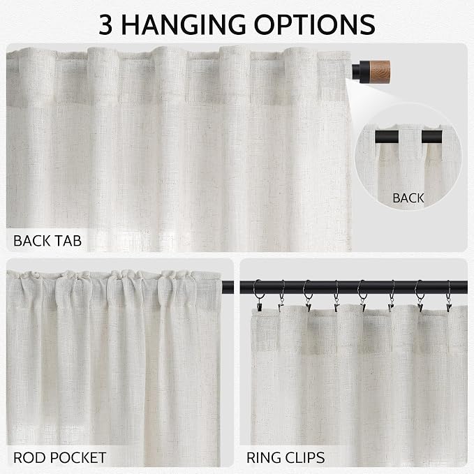 Nanspring Natural Linen Curtains 96 Inches Long - Image 2