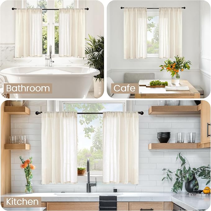 BGment Cafe Linen Curtains 30 Inch Length - Image 2