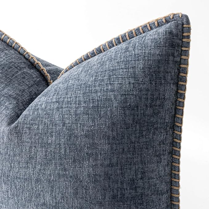 MIULEE Decorative Couch Throw Pillow Covers 16x16 in Dark Grey Blue 2 Pack | - Image 2