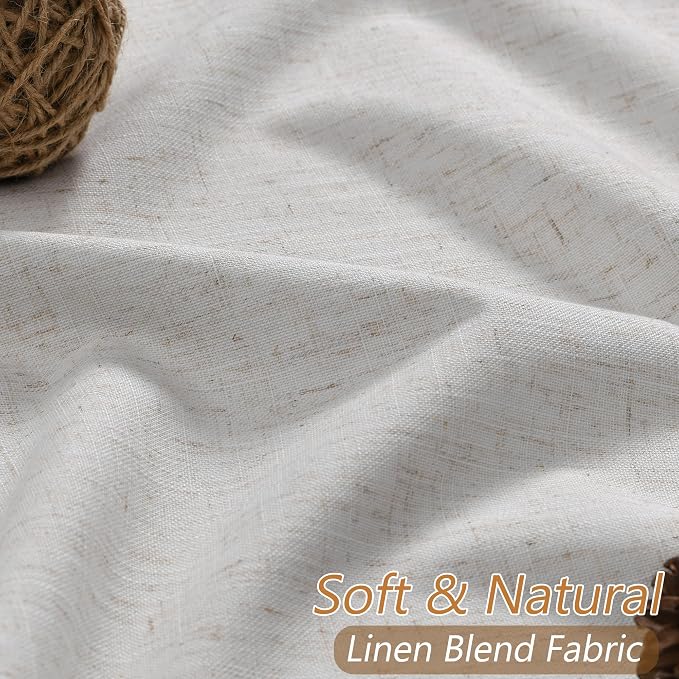 Guken Natural Extra Long 100% Blackout Curtains 132 Inch Length 2 Panels Set - Image 3