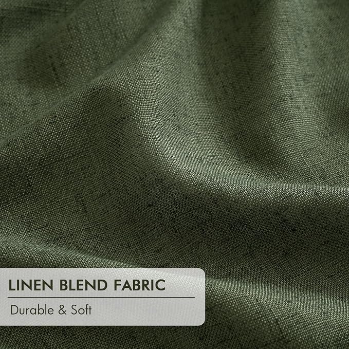 MIULEE Olive Green Pinch Pleated 100% Blackout Linen Curtains 40x84 Inches | - Image 6