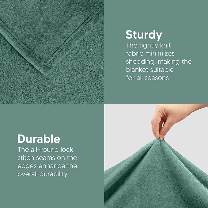 Utopia Bedding Soft Fleece Bed Blanket Throw Size Celadon | Microfiber Plush - Image 7