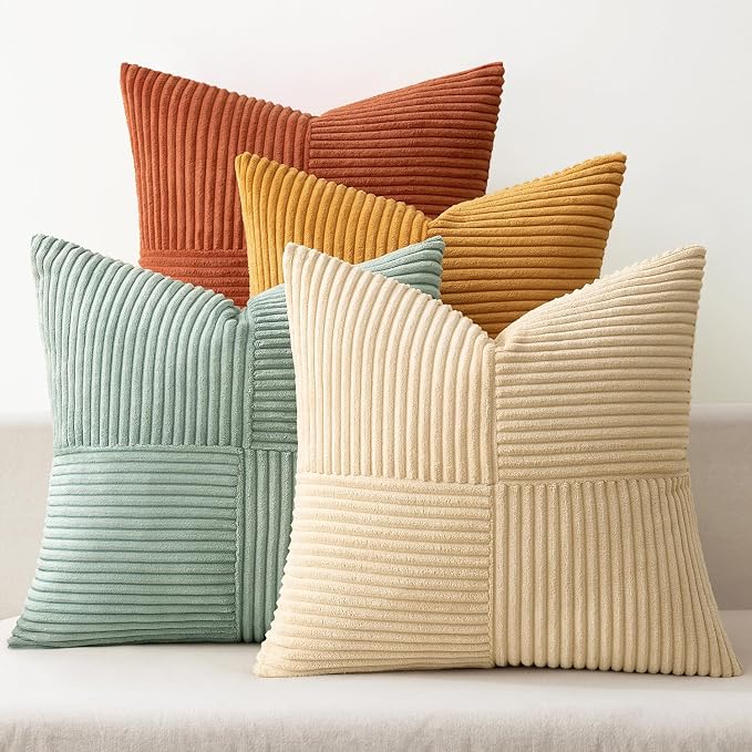 MIULEE Fall Teal-Orange Decorative Throw Pillow Covers 22x22 Inch Set of 4 Boho by MIULEE