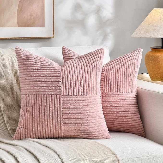 Fancy Homi 2 Packs Blush Pink Decorative Throw Pillow Covers 20x20 Inch by Fancy+Homi