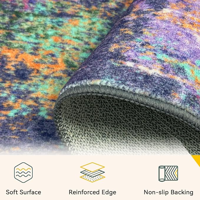 Washable Area Rugs 2'x8' Non-Slip Modern Abstract Soft - Image 5
