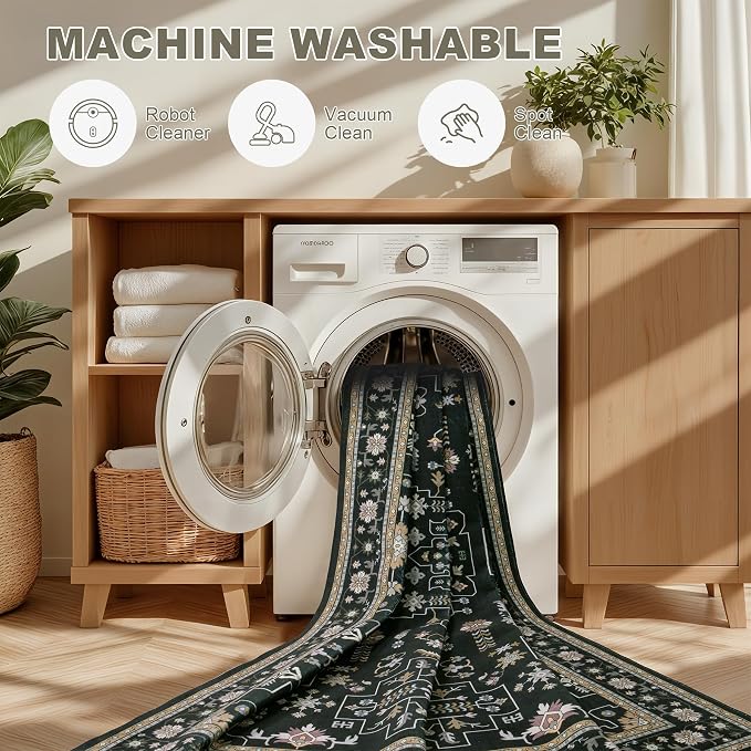 8x10 Area Rugs Living Room: Washable Vintage Rug - Image 7
