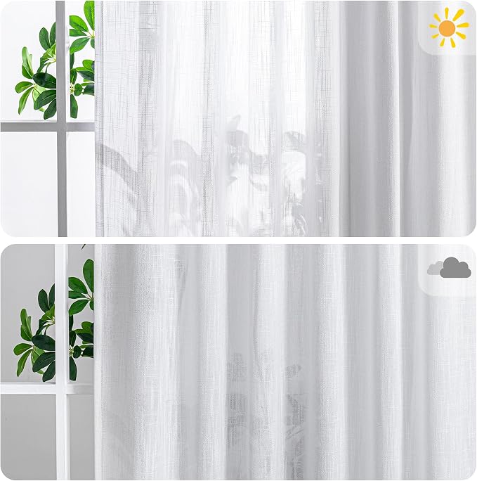 MYSKY HOME Floor to Ceiling Curtains 108 Inches White Sheer Window Drapes 1 - Image 3