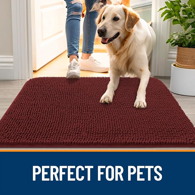 OLANLY Dog Door Mat for Muddy Paws 70x32, Super Absorbent Chenille Mud Mat | - Image 6