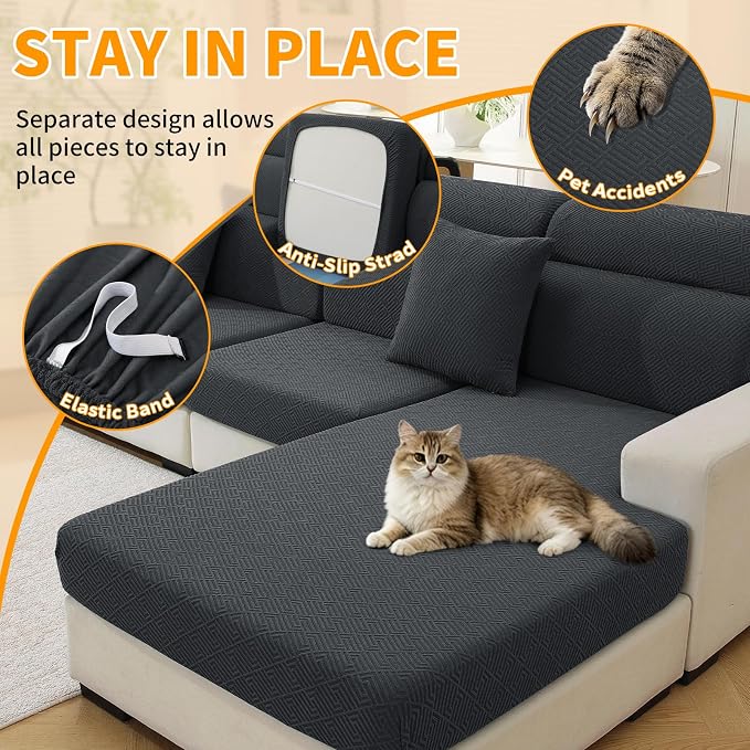 XINEAGE Couch Cushion Covers, Loveseat Seat Slipcovers - Image 5