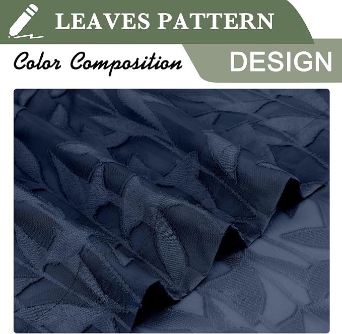 Lecloud Leia Navy Blue Sheer Curtains 2 Pieces, 30 Inch Short Curtains - Image 4