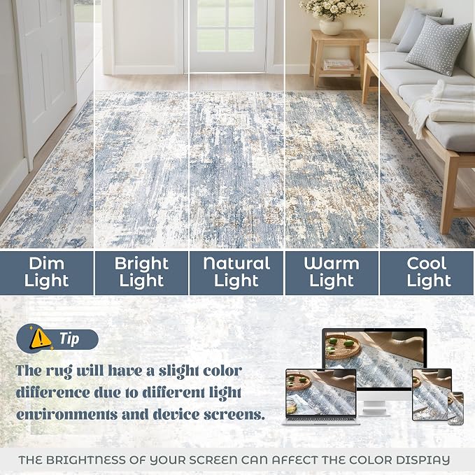 2x8 Runner Rug for Hallway, Washable Modern Abstract Runner Rugs Neutral Soft - Image 8