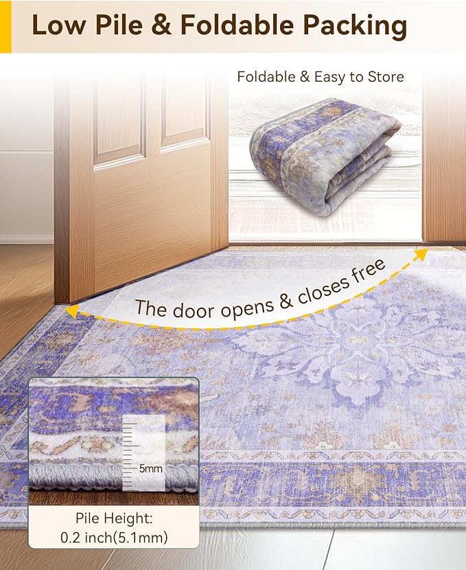 RELEANY Washable Area Rug, Large 9'x12', Water Repellent, Pet Friendly - Image 6