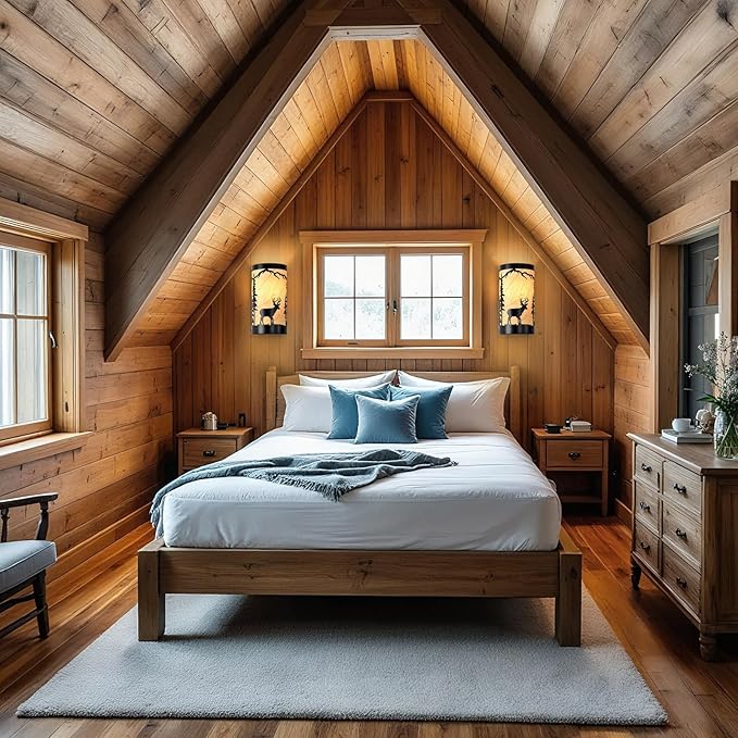 Wall Sconces Set of Two,Deer Metal Yellow Parchment Rustic Wall Sconces,Farmhouse Matte Black Wall Mount Lamp,Vintage Bedroom Wall Lights,Indoor Wall Lamps for Living Room,Hallway,Porch