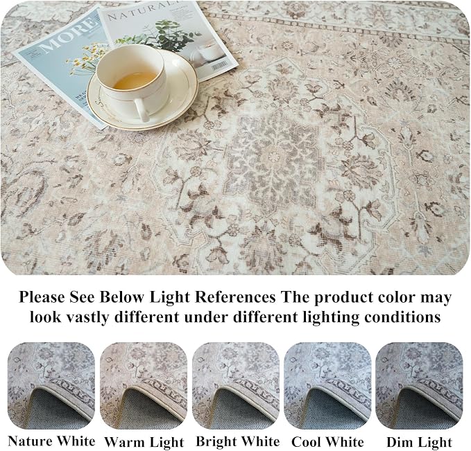 12x15 Living Room Area Rug: Oriental Large Neutral Bedroom Carpet Soft - Image 4