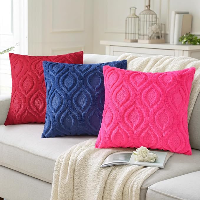 decorUhome Throw Pillow Covers 12x20 Inch Set of 2, Soft Plush Faux Wool Dark - Image 4