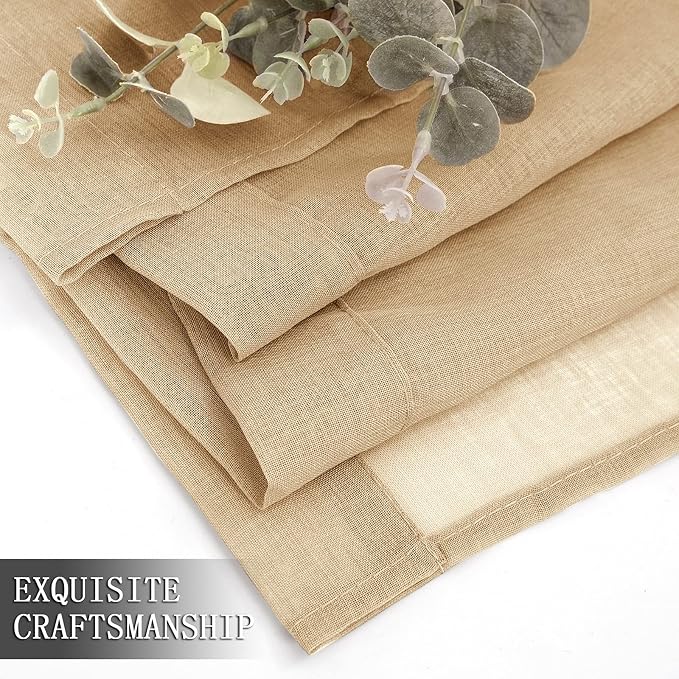 Tollpiz Sheer Tier Curtains Kitchen Linen Textured Half Curtain Sheers Light - Image 7