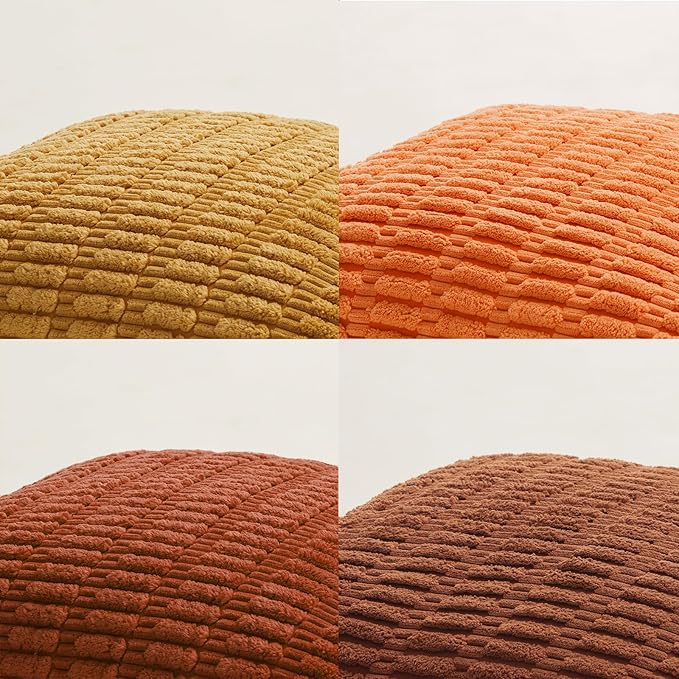 Fancy Homi Set of 4 Burnt Orange Fall Decorative Throw Pillow Covers 14x14 Inch - Image 5