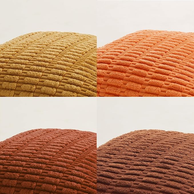Fancy Homi Set of 4 Burnt Orange Fall Decorative Throw Pillow Covers 20x20 Inch - Image 5
