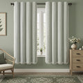Boho Blackout Curtains 72 Inches Long Sage Green Linen Blend 2 Panels by Unknown