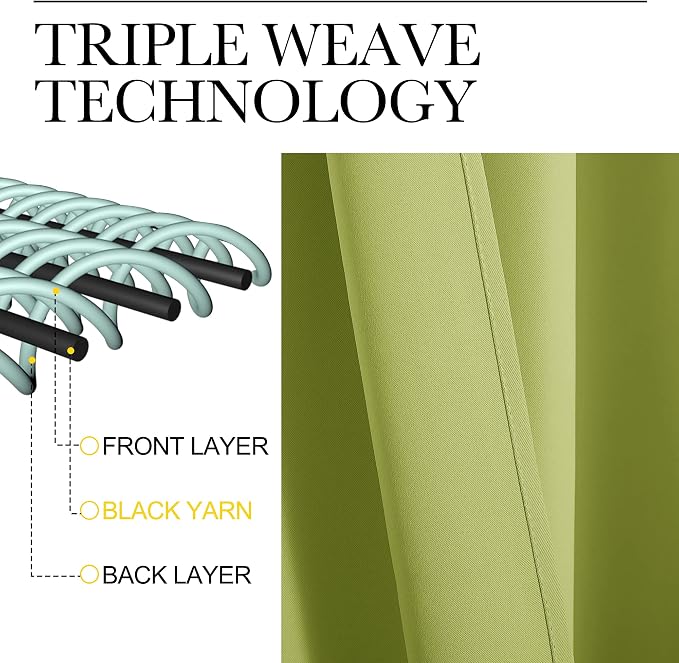 NICETOWN Fresh Green Blackout Curtains 120 inches Length - Image 3