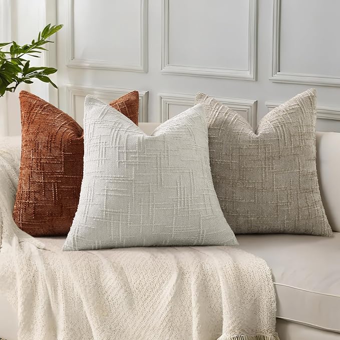 decorUhome Light Grey Chenille Euro Sham Throw Pillow Covers 24x24 Set of 2 - Image 6