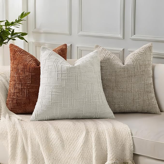 decorUhome Light Brown Chenille Euro Sham Throw Pillow Covers 22x22 Set of 2 - Image 7