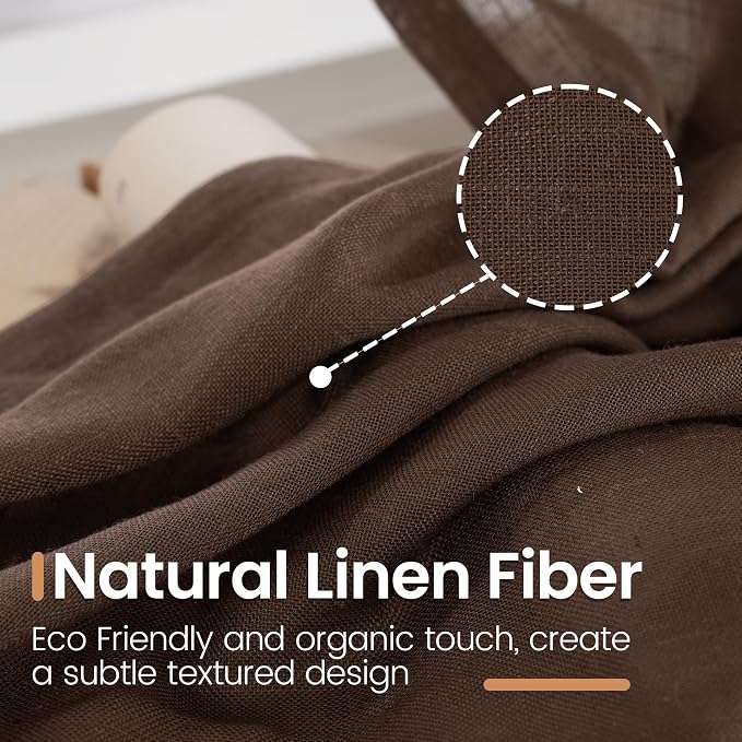 BGment Brown Linen Curtains 84 Inch Length - Image 3