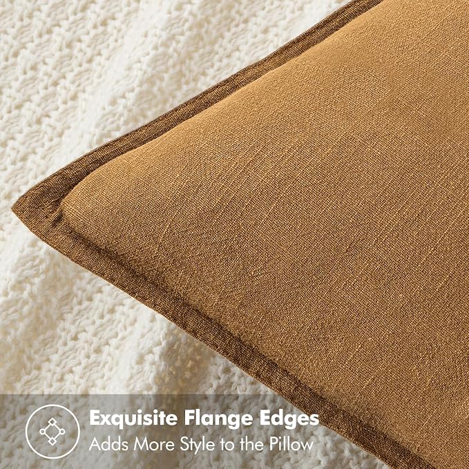 MIULEE Decorative Linen Pillow Covers 20x20 Inch Hazel | Boho Farmhouse​ - Image 2