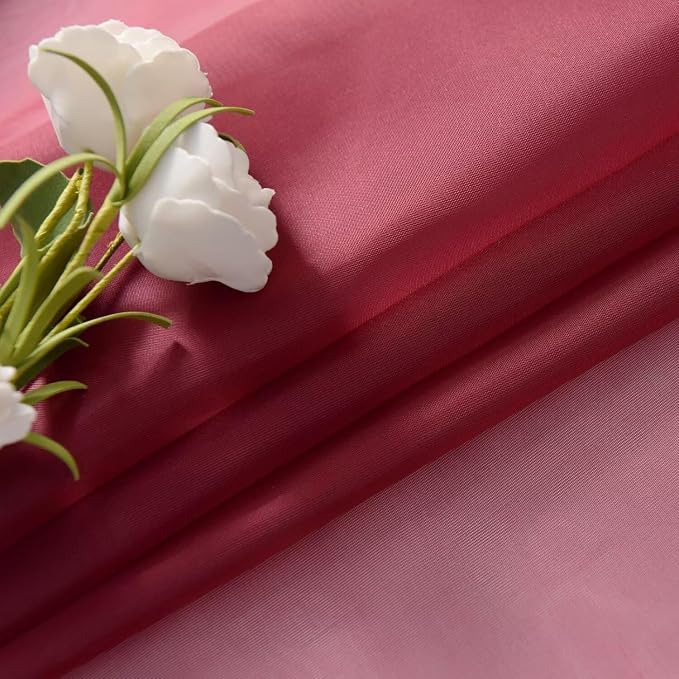 SpaceDresser Burgundy Sheer Curtains 4 Panels Rod Pocket Semi-Sheer Curtain 63 - Image 6