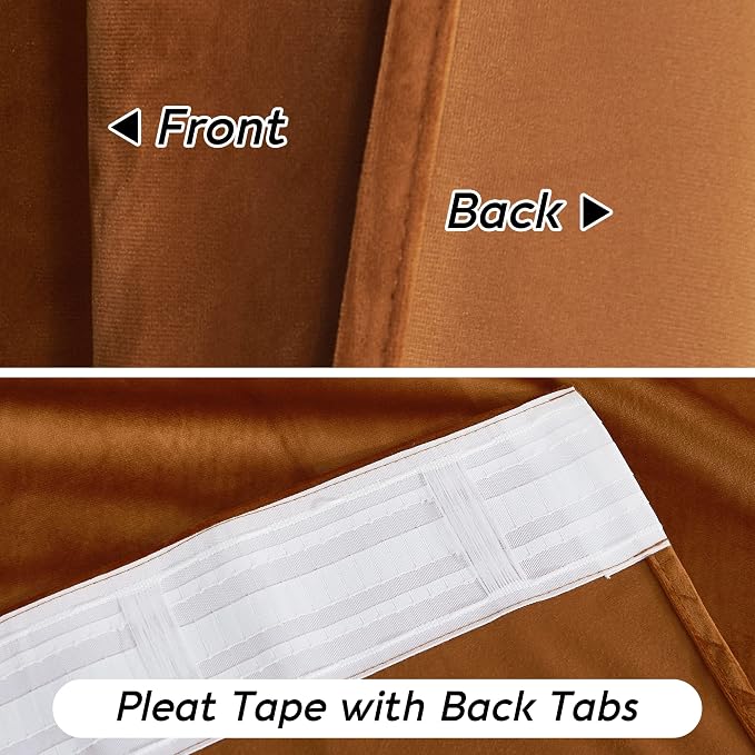 RYB HOME Velvet Curtains 108 inch, Room Darkening Window Curtains - Image 6