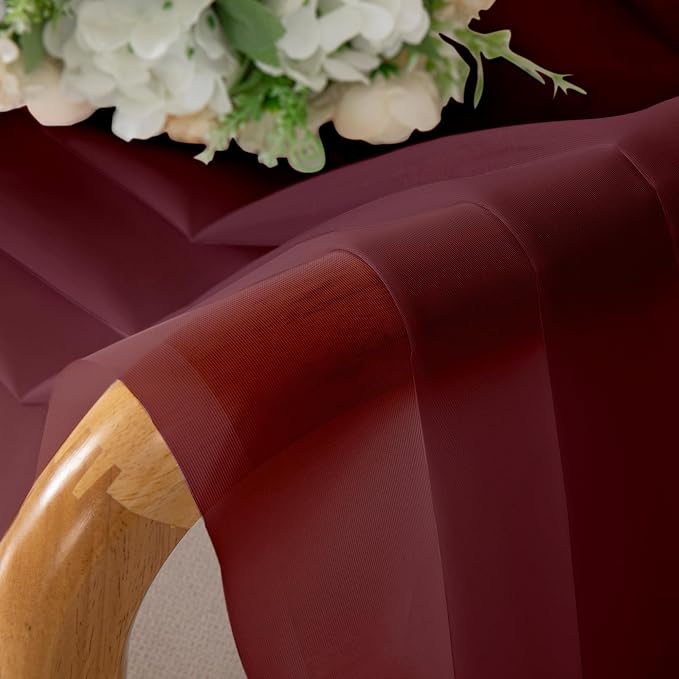 Aiyufeng 2 Piece Burgundy Sheer Curtains 84 Inch Length, Light Filtering - Image 5