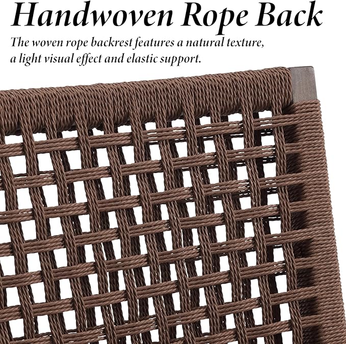 Kmax Farmhouse Dining Chairs Set of 2, Rustic Kitchen Chairs with Linen Fabric Seat and Woven Back, Vintage Accent Chairs for Dining Room, Living Room, Beige