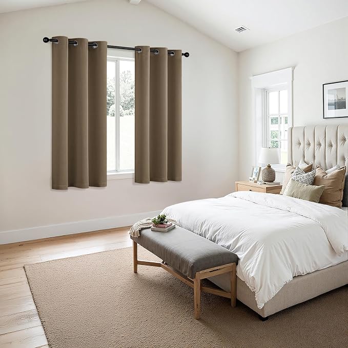 MIULEE Blackout Curtains for Bedroom 2 Panels 40 x 63 Inch Long Khaki | Thermal - Image 6