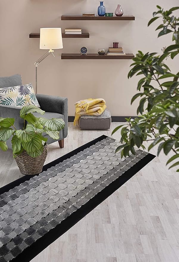 Custom Length Hallway Runner Rug, Slip Resistant, Checkered Black, 26 Inch X 21 - Image 4
