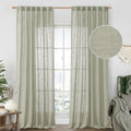 LAMIT Sheer Linen Curtains for Living Room, Back Tab and Rod Pocket Curtains by LAMIT